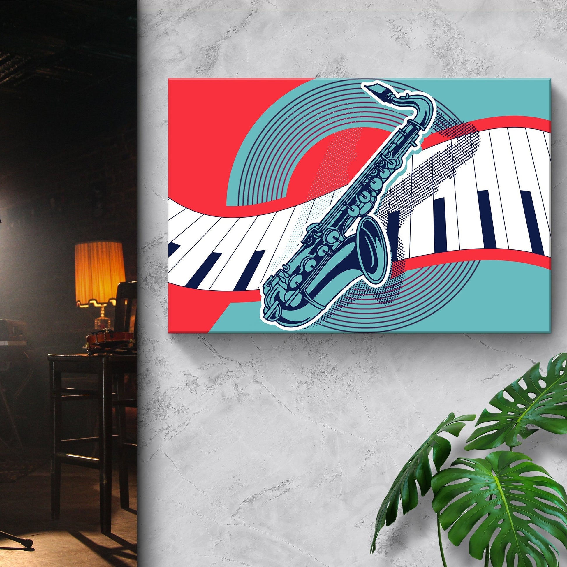 Saxophone Retro Canvas Wall Art