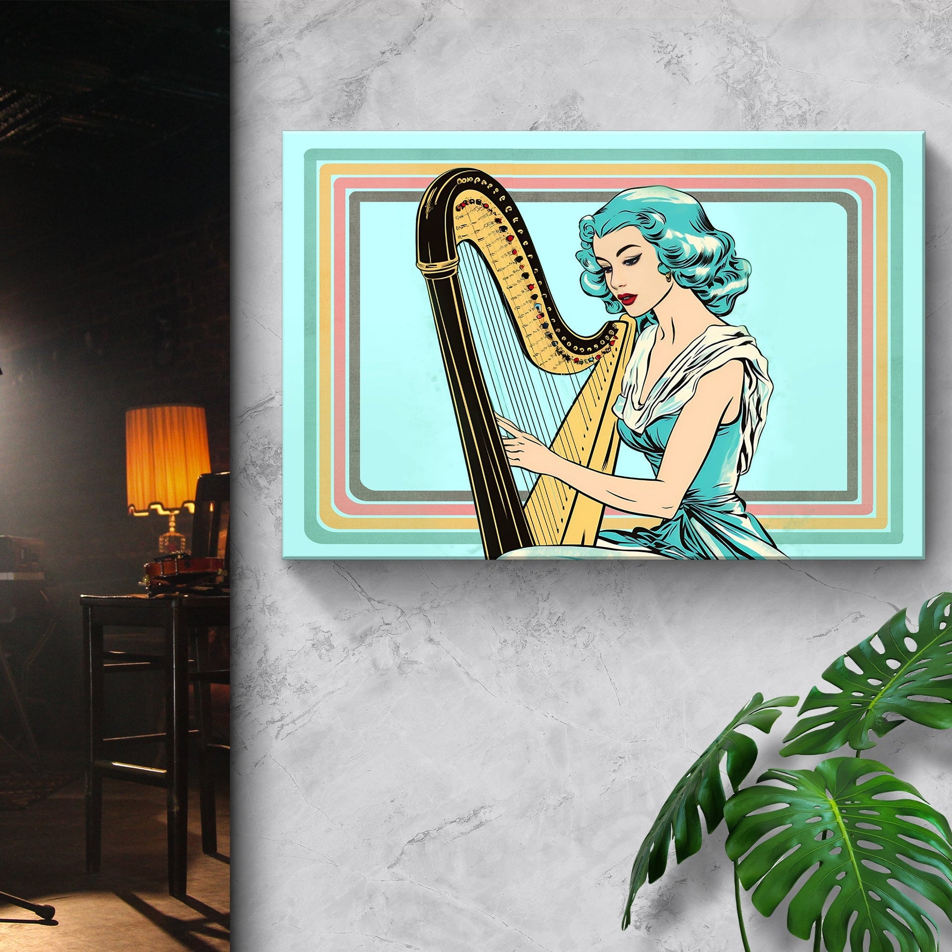 Harp Retro Canvas Wall Art