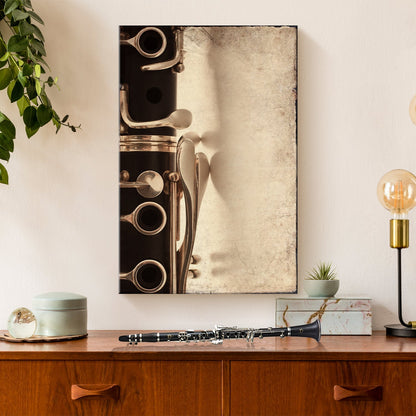 Clarinet Grunge Canvas Wall Art