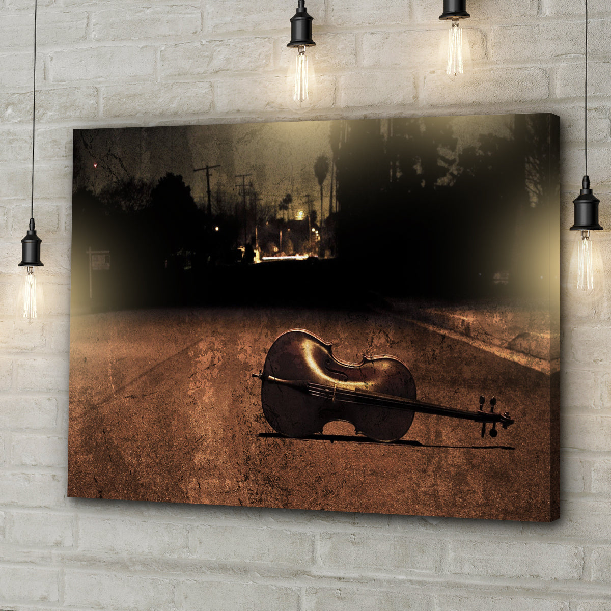 Cello Rustic Canvas Wall Art
