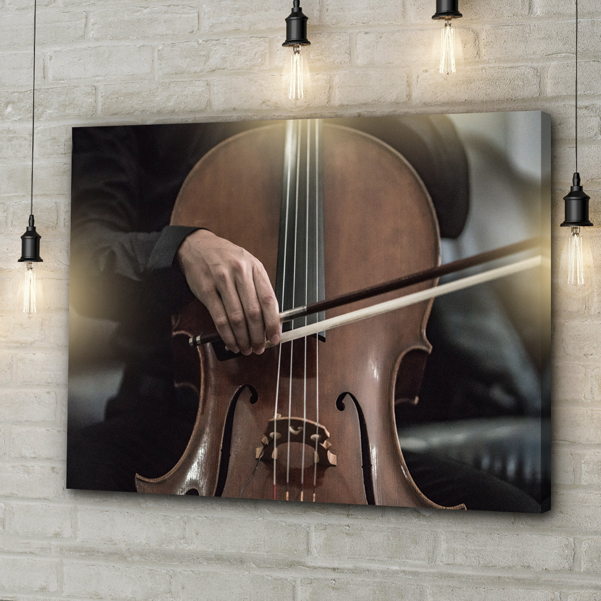 Cello Playing Canvas Wall Art