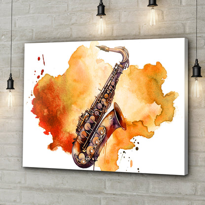 Saxophone Watercolor Canvas Wall Art