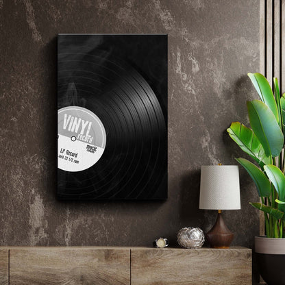 Music Equipment Vinyl Records Monochrome Canvas Wall Art