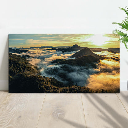 Morning Fog Over Mountains Canvas Wall Art II