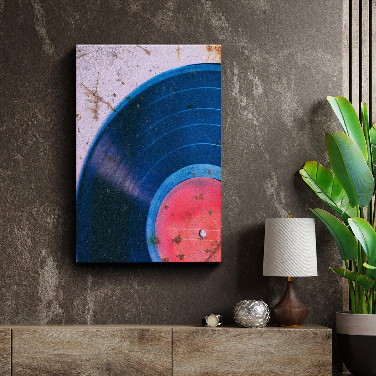 Music Equipment Vinyl Records Grunge Canvas Wall Art