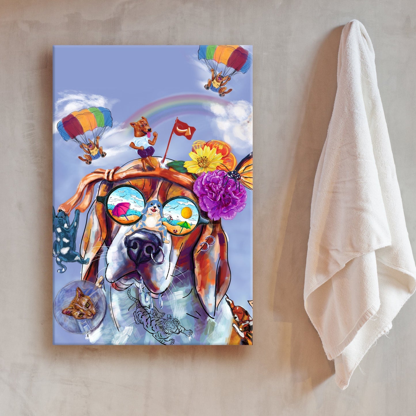 Unique Colorful Dog Portrait Canvas Wall Art