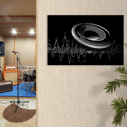 Music Equipment Speakers Monochrome Canvas Wall Art