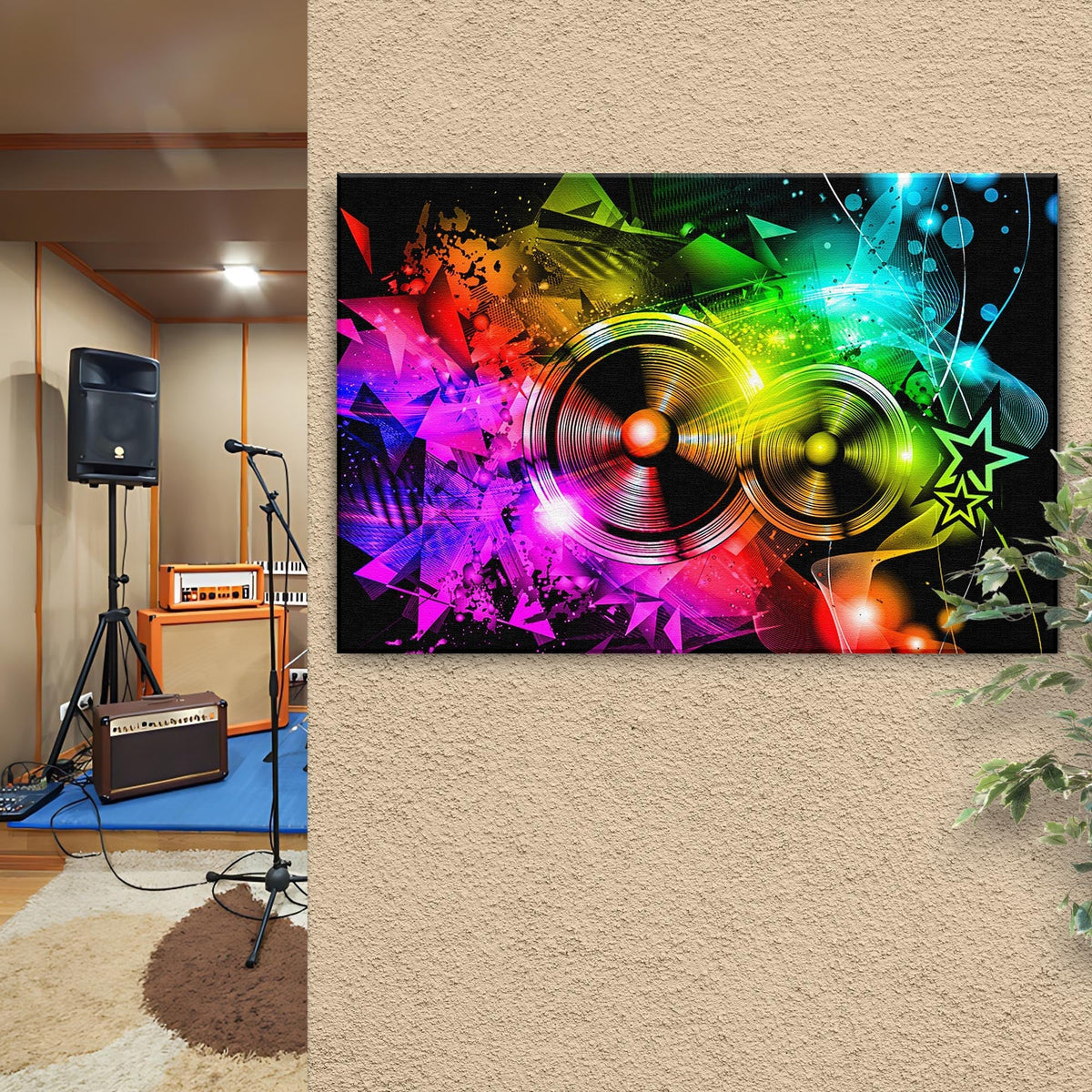 Music Equipment Speakers Abstract Canvas Wall Art