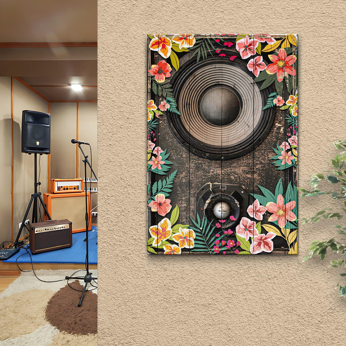 Music Equipment Speakers Rustic Canvas Wall Art