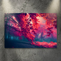 Foggy Red Maple Tree Canvas Wall Art