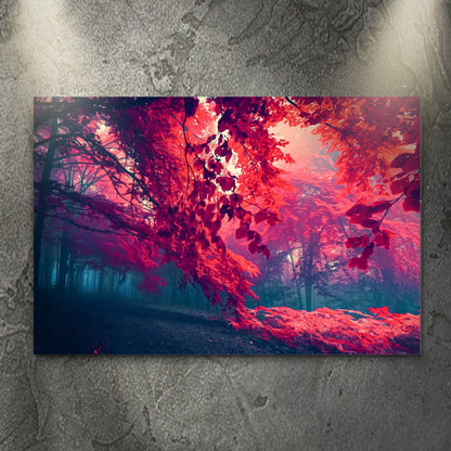 Foggy Red Maple Tree Canvas Wall Art