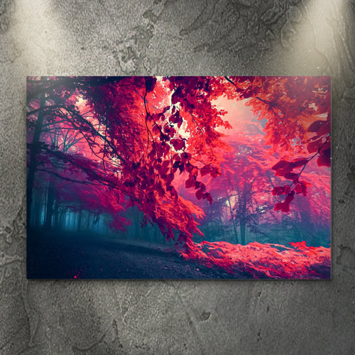 Foggy Red Maple Tree Canvas Wall Art