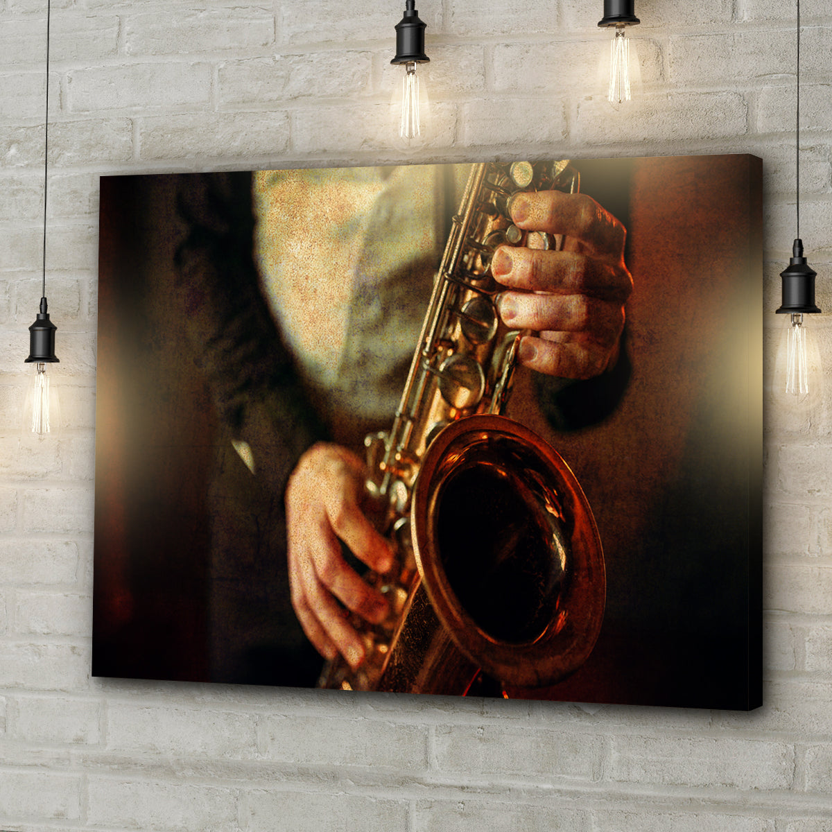 Saxophone Grunge Canvas Wall Art