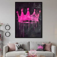 Pink Crown Graffiti Canvas Wall Art