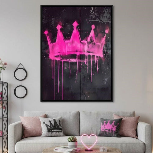 Pink Crown Graffiti Canvas Wall Art