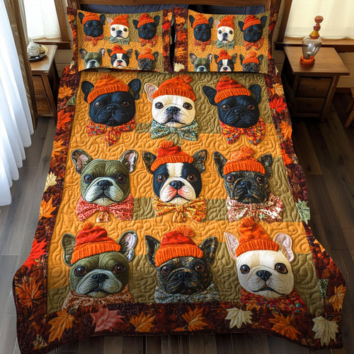 Charming French Bulldog 3-Piece Quilted Bedding Set - Single (59" x 70")