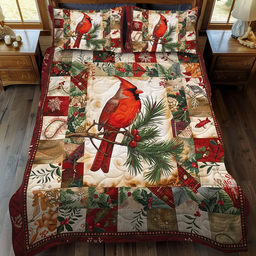 Vibrant Cardinal 3-Piece Quilted Bedding Set - Single (59" x 70")