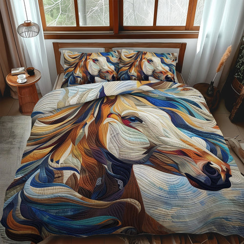 Artistic Horse 3-Piece Quilted Bedding Set - Single (59" x 70")