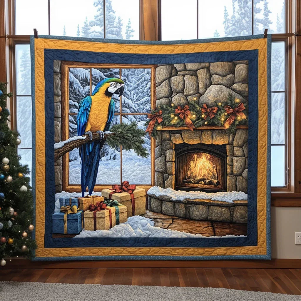 Macaw's Winter Retreat Quilt Blanket