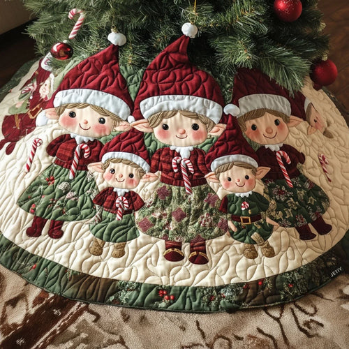 Magic of the Elves Quilted Christmas Tree Skirt