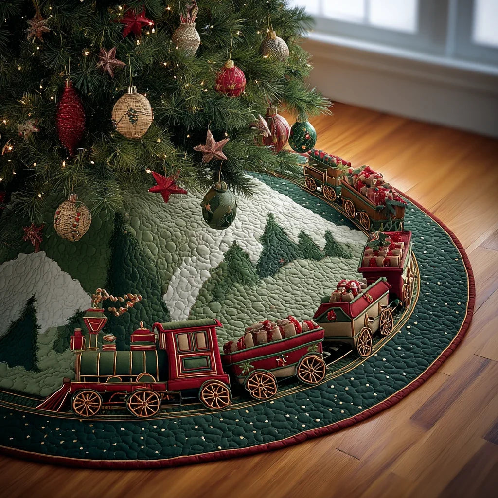Magic Rails Christmas Quilted Tree Skirt