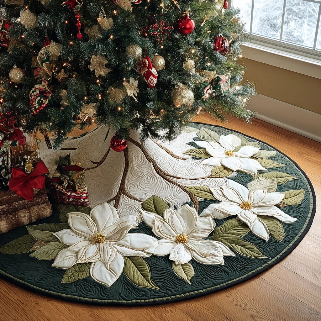 Magnolia Noel Christmas Quilted Tree Skirt