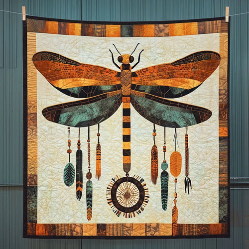 Majestic Dragonfly Dreamcatcher Quilt Blanket