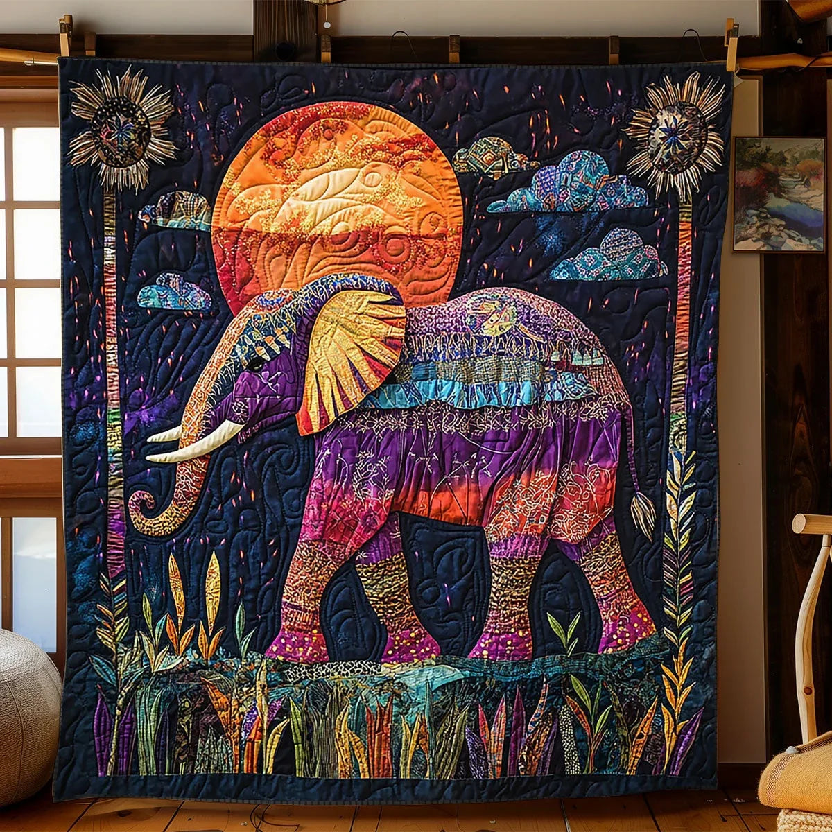 Majestic Elephant Quilt Blanket