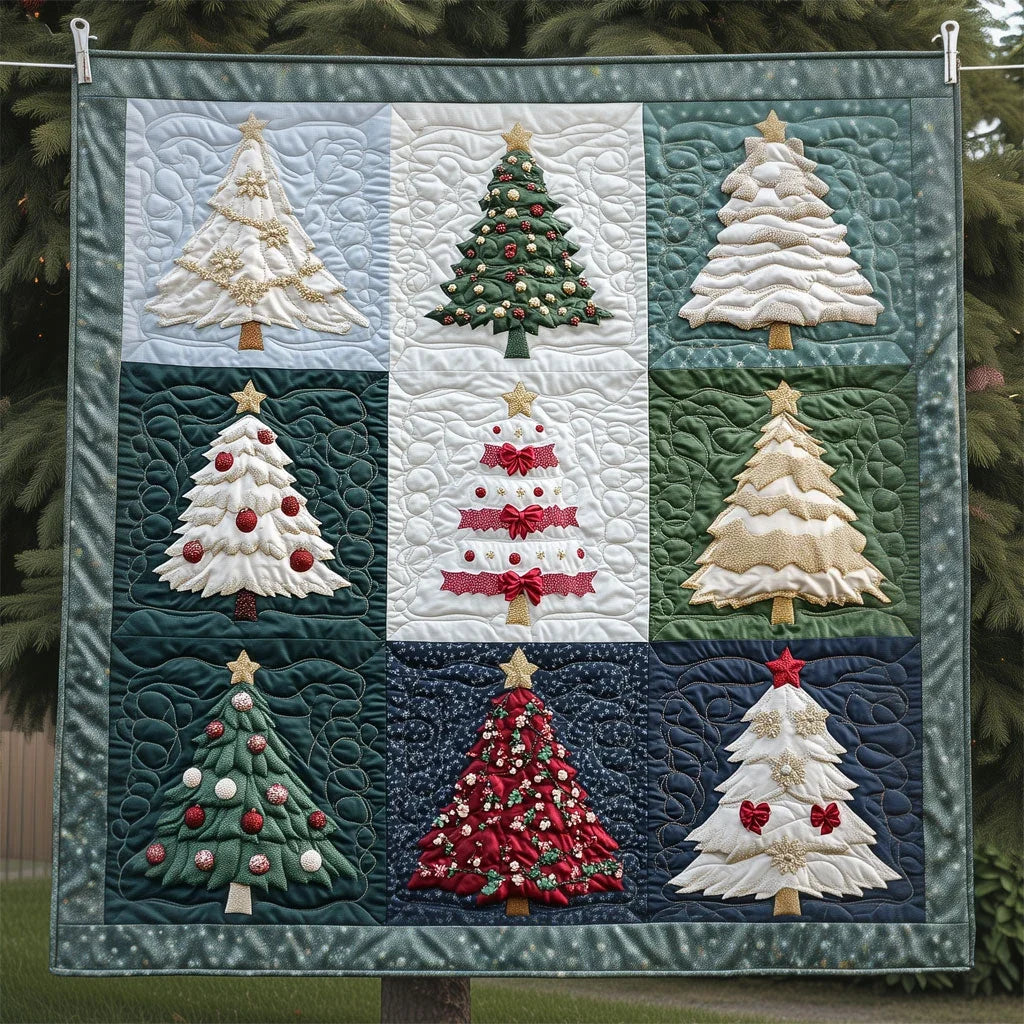 Majestic Geometric Christmas Tree Quilt Blanket