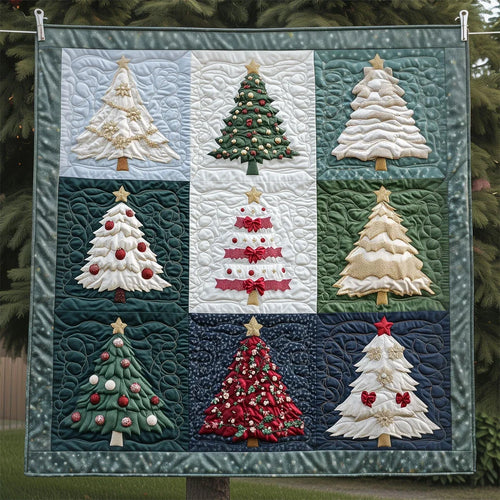 Majestic Geometric Christmas Tree Quilt Blanket