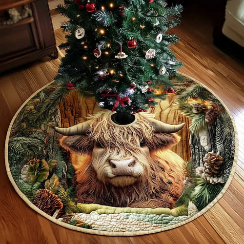 Majestic Highland Bull Christmas Quilted Tree Skirt