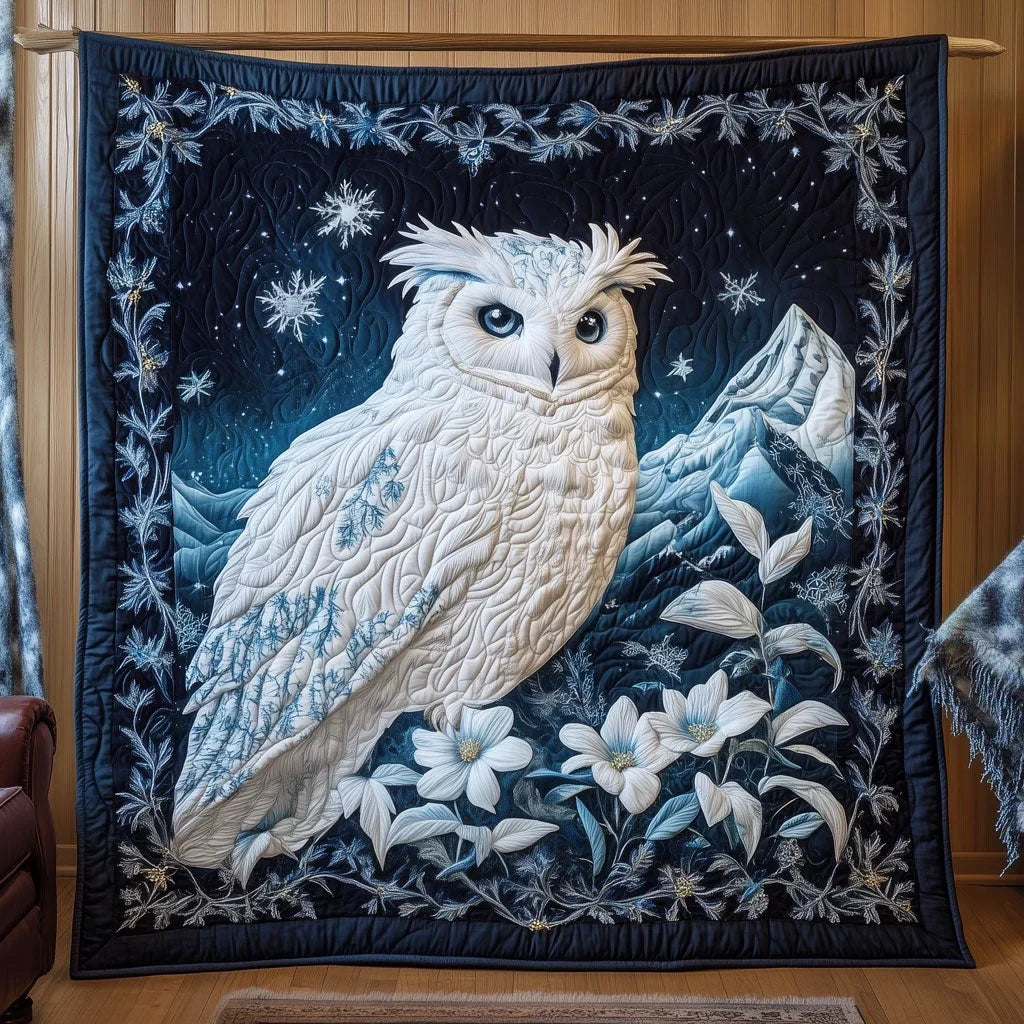 Majestic Snow Owl Quilt Blanket