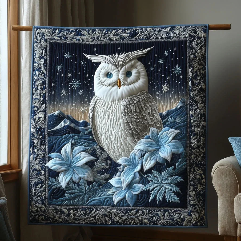 Majestic Snow Owl Quilt Blanket