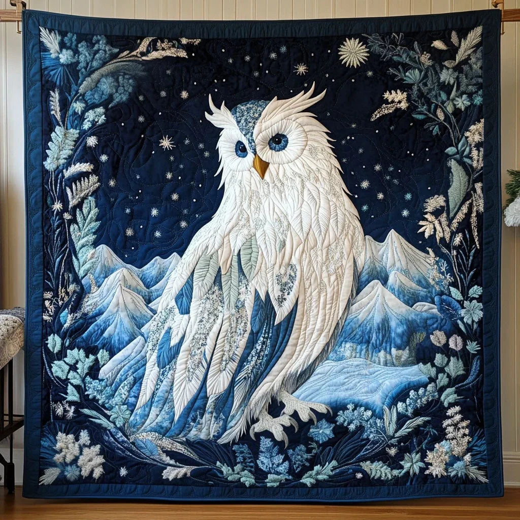 Majestic Snow Owl Quilt Blanket