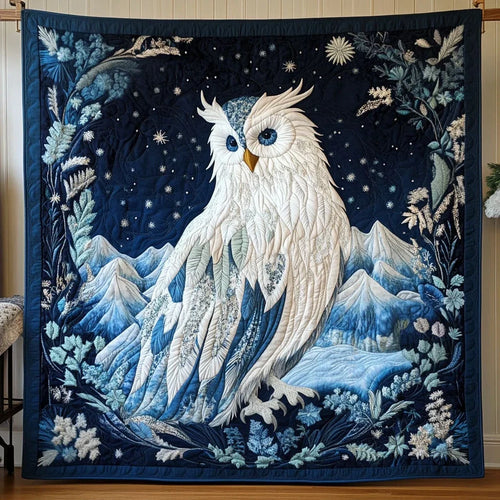 Majestic Snow Owl Quilt Blanket