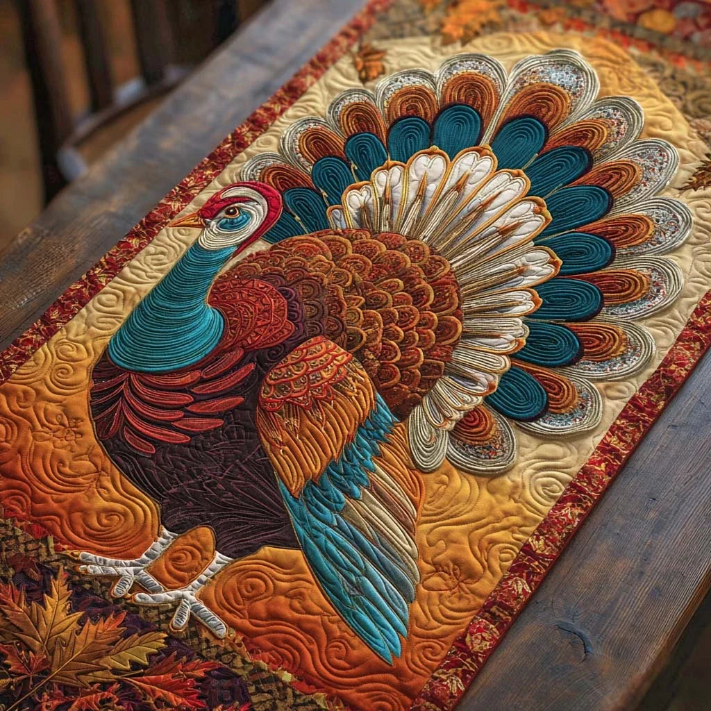 Majestic Thanksgiving Turkey Quilted Table Runner
