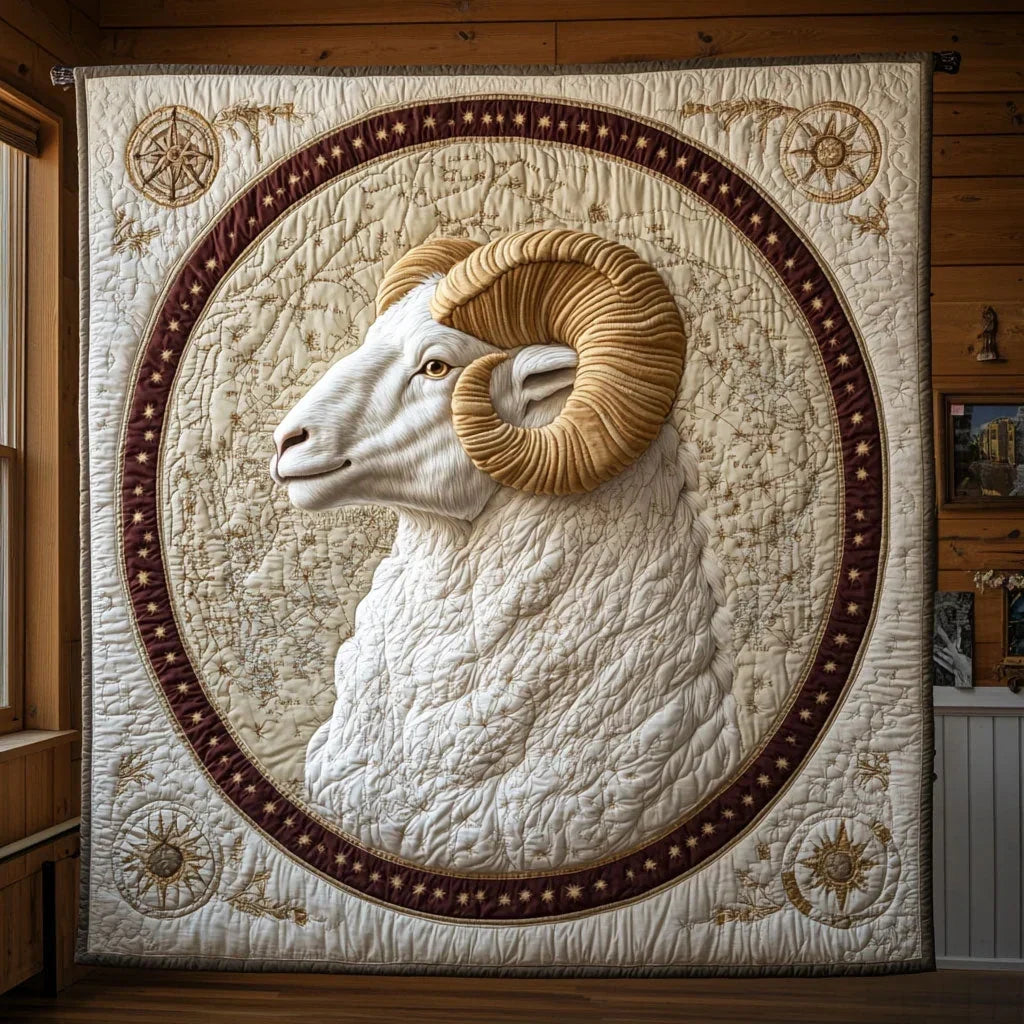 Majestic White Goat Quilt Blanket