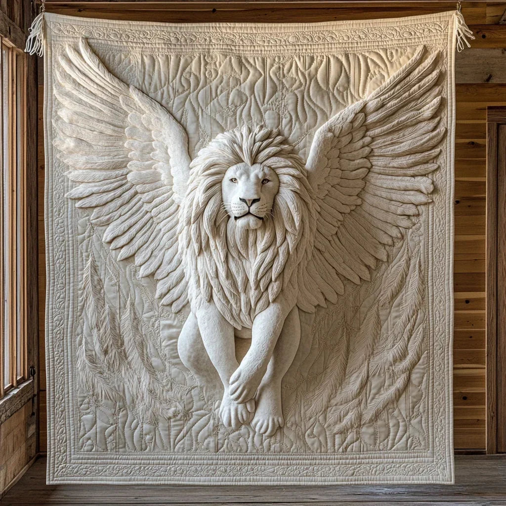 Majestic White Lion Quilt Blanket