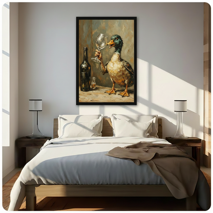 Wine Tasting Duck Funny Canvas Art Wall Art