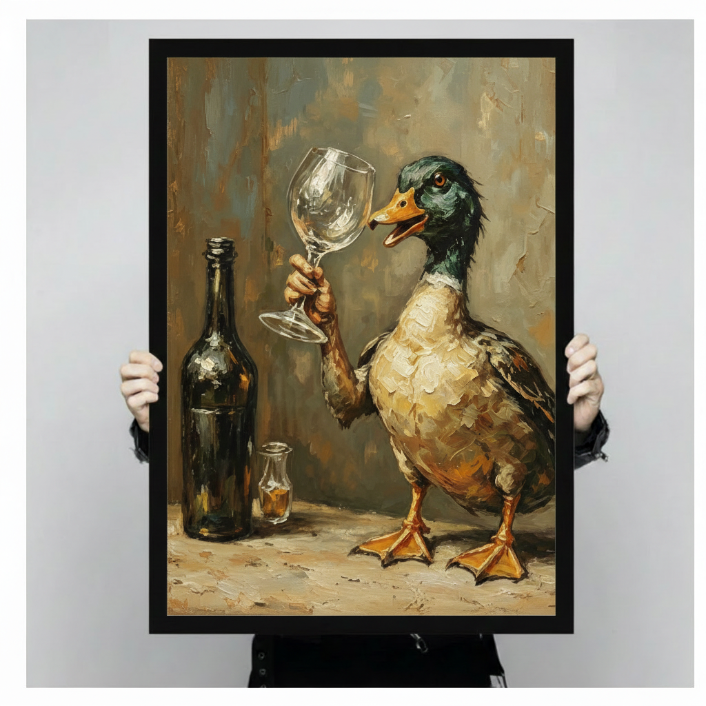 Wine Tasting Duck Funny Canvas Art Wall Art