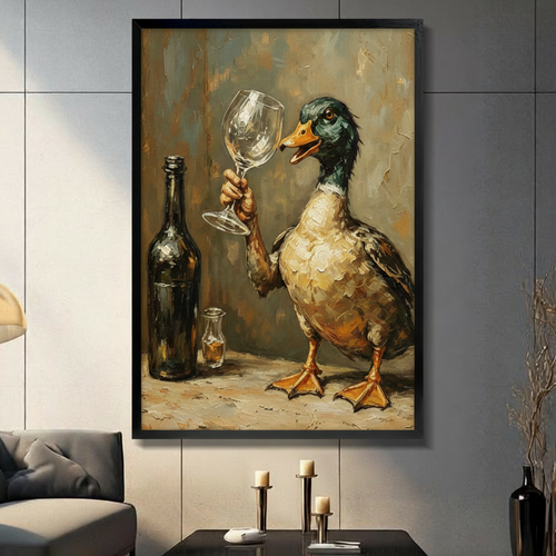 Wine Tasting Duck Funny Canvas Art Wall Art