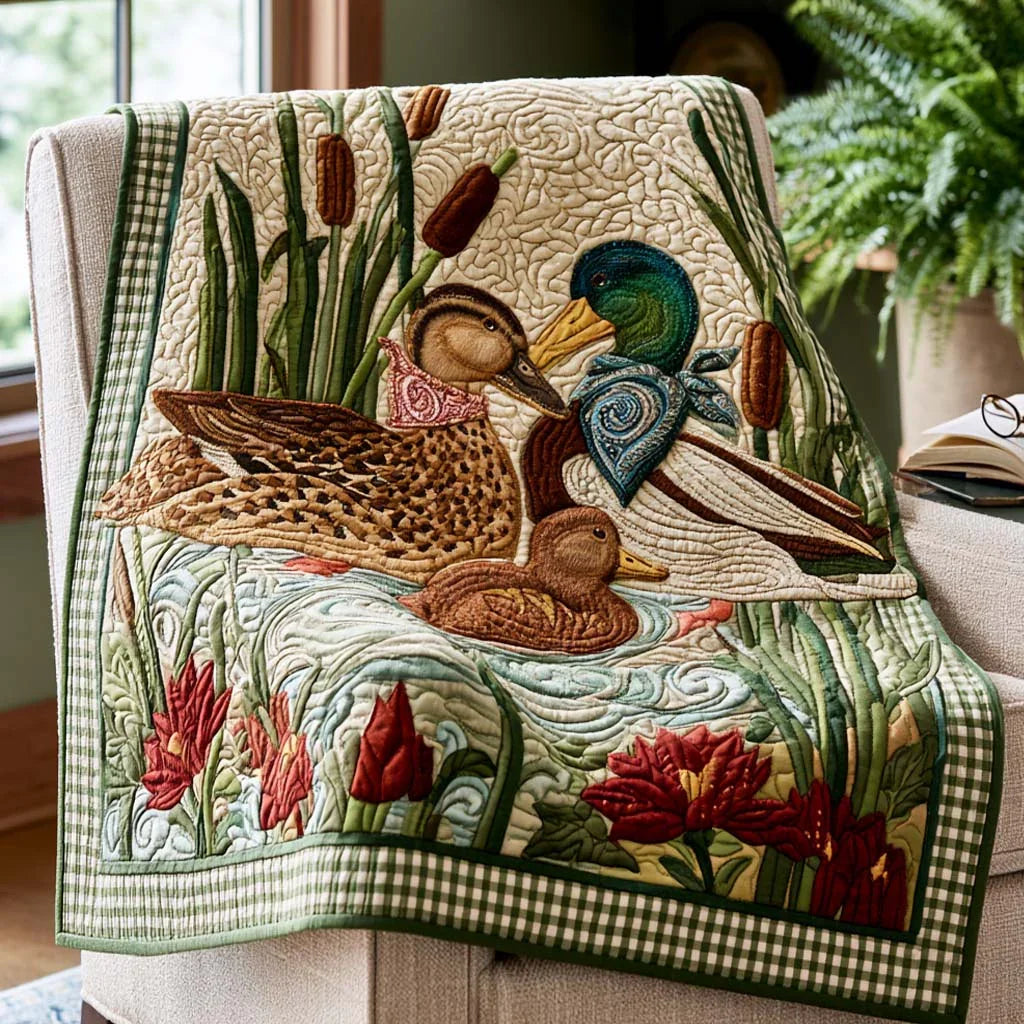 Mallard Escape Quilt Blanket - Quilted Blanket by Wild and Way