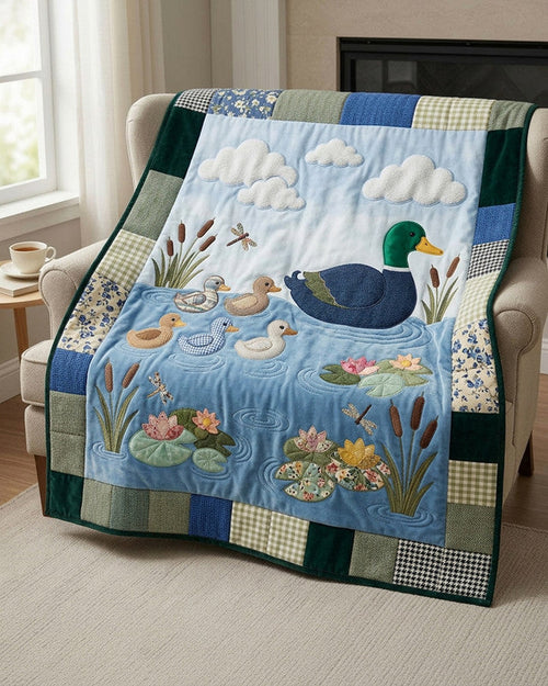 Mallard Mama Quilt Blanket - Quilted Blanket by Wild and Way