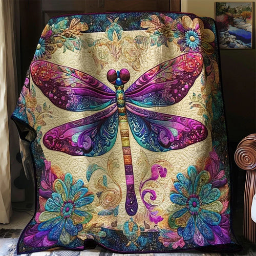Mandala Dragonfly Quilt Blanket
