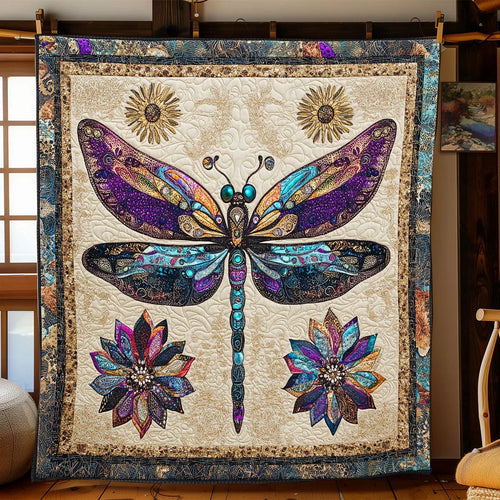 Mandala Dragonfly Quilt Blanket