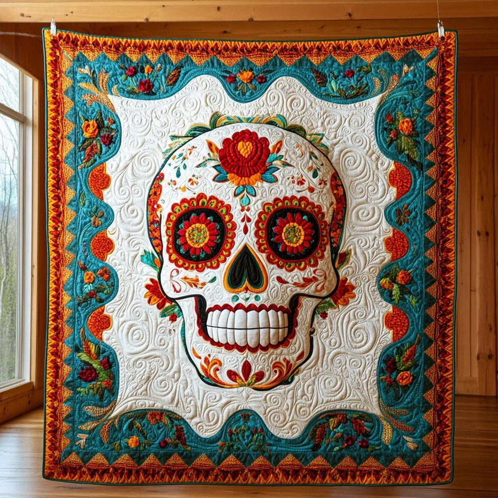 Mandala Skull Quilt Blanket