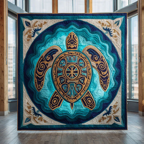 Mandala Turtle Quilt Blanket