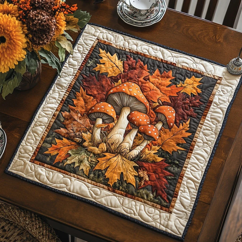 Maple Mushroom Quilted Table Topper