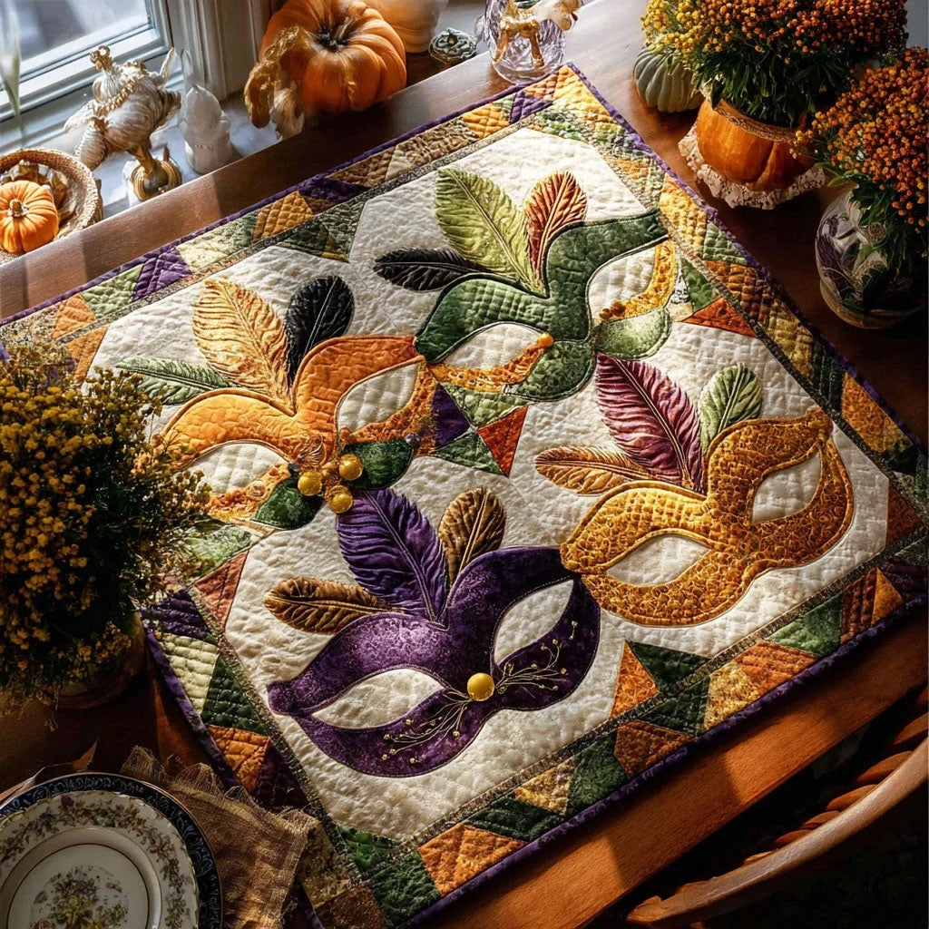 Mardi Whimsy Quilted Table Topper