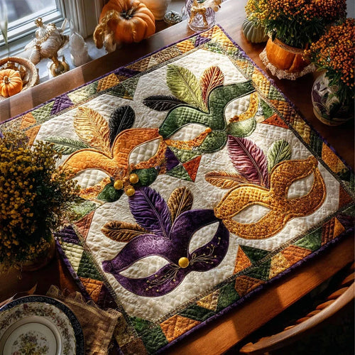 Mardi Whimsy Quilted Table Topper